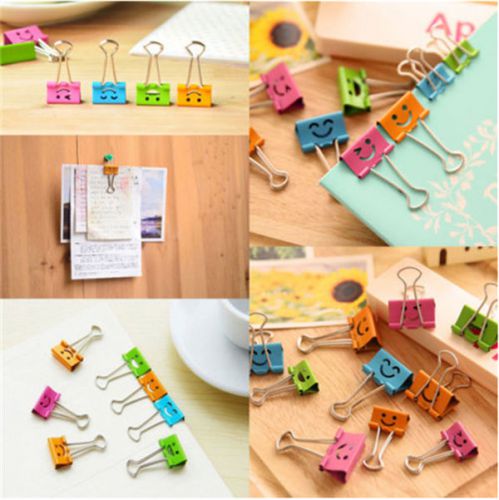 10Pcs 19mm Smile Metal Binder Clips Office School File Paper Organizer Hot SOL