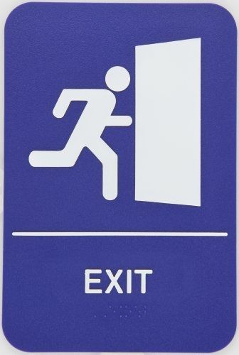 Rockwood bfm682.blue bfm series ada molded plastic exit sign, 6&#034; width x 9&#034; for sale