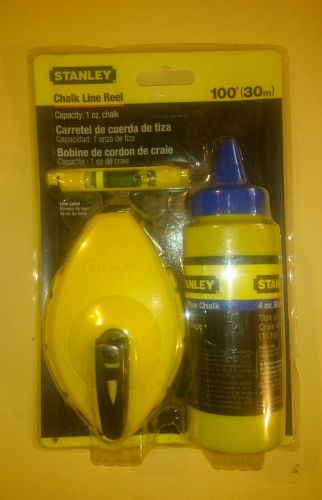 100&#039; blue chalk line &amp; reel box set by stanley 47-443 for sale