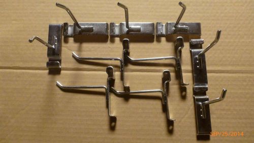 4&#034; Grid Wall Peg Hooks Chrome Retail Display Store  Garage Lot of 18