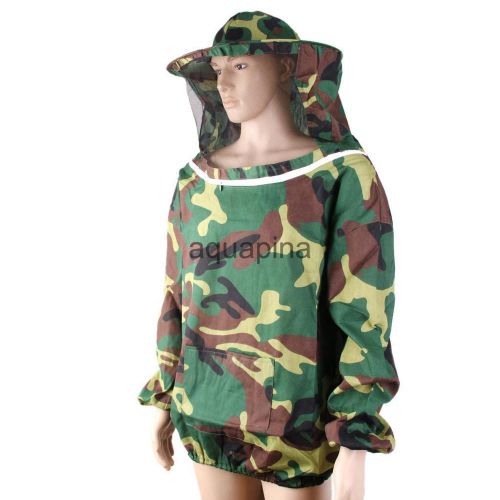 Beekeeping jacket veil bee protecting hat suit smock equipment green camo for sale