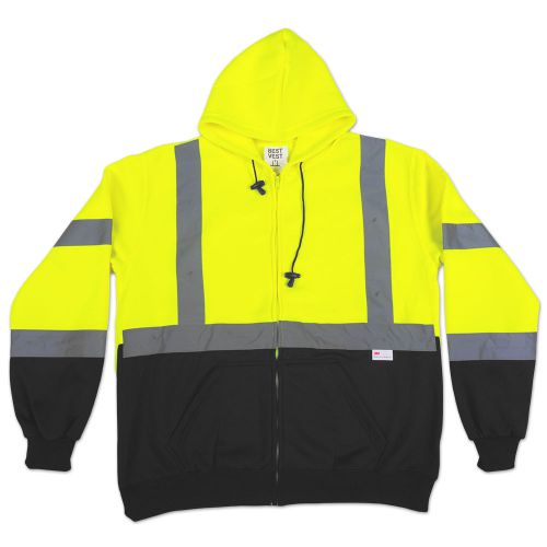 Hi Vis Class 3 Hooded Full Zip-up Safety Sweatshirt