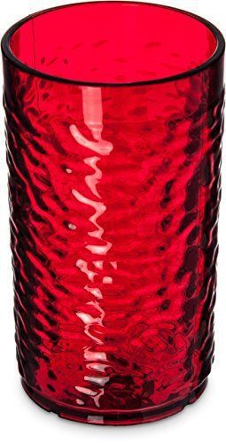 Carlisle 551210 Pebble Optic Plastic Tumbler, 12 Oz, Ruby Set of 24