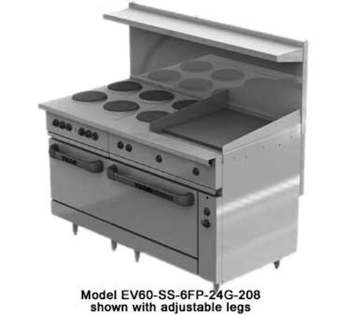 Vulcan EV60-SS6FP24G240 Restaurant Range electric 60&#034; (6) 2.0kW French hot...