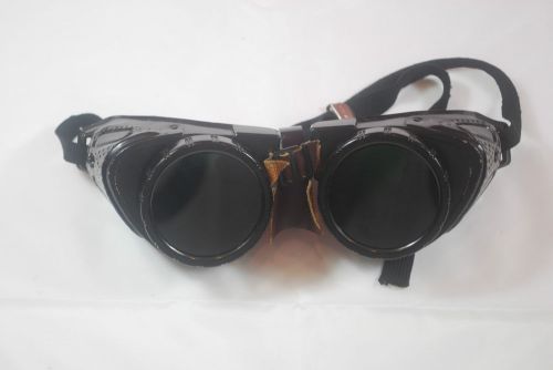 Vintage steampunk welding goggles w/ leather nose piece for sale