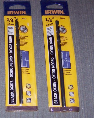 2 ea. Irwin 66716  1/4&#034; x 6&#034; Aircraft Drill Bits