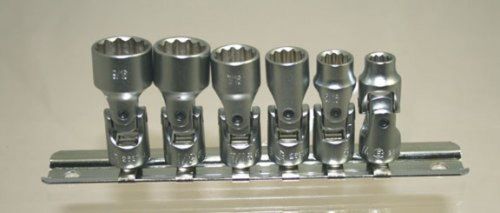 Genius 6pc 1/4&#034; Drive 12pt SAE Universal Swivel Shallow Hand Sockets