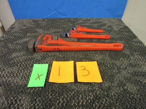 3 RIDGID PIPE MONKEY WRENCH 8 6 14 STRAIGHT PLUMBING TOOL ORANGE RITCO USA USED