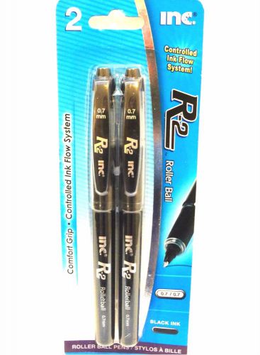 New Inc R-2 Comfort-Grip Rollerball Pens 0.7mm, 1 pack of 2 Pens (Black Ink)