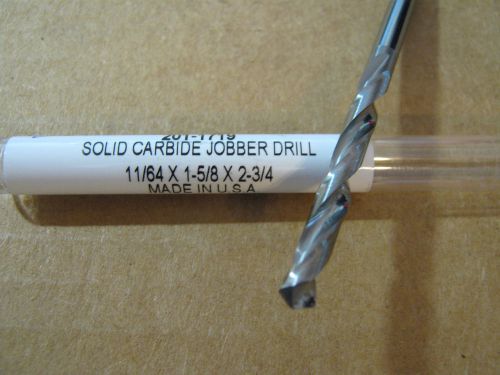 11/64 (.1719) jobber (std) carbide 25 deg helix 118 deg split pt drill &#034;new&#034; for sale