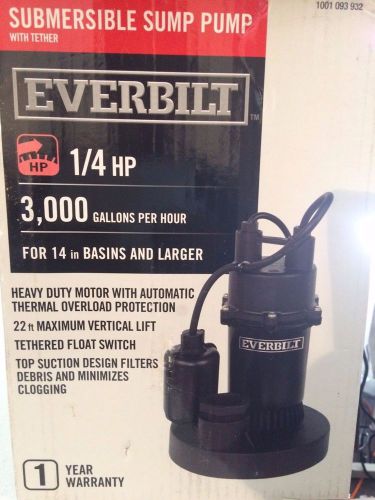 Everbilt 1/4 HP Submersible Sump Pump with Tether 1001 093 932