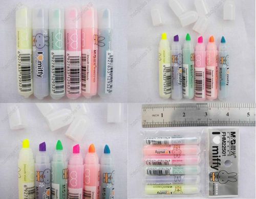 18 Pc M&amp;G 6 Color Miffy Mini Marker Pen Fluorescent Highlighter Oiifce Set