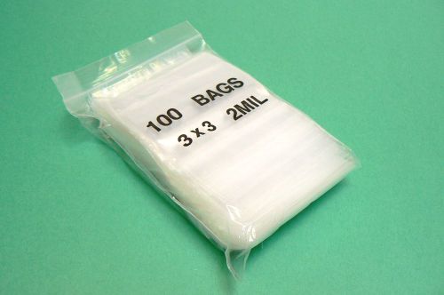 100 ZIP LOCK BAGS RECLOSABLE CLEAR 2MIL POLY ZIP SEAL BAG 3”x3” BAGGIES ZIPLOCK