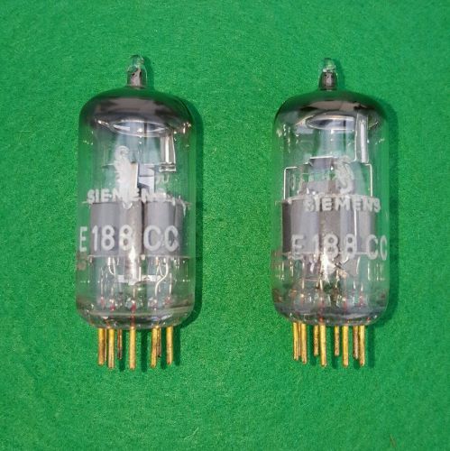 Two (2) Siemens E188CC Vacuum Tubes - Premium 6DJ8 -  Same Date Code - Gold Pins