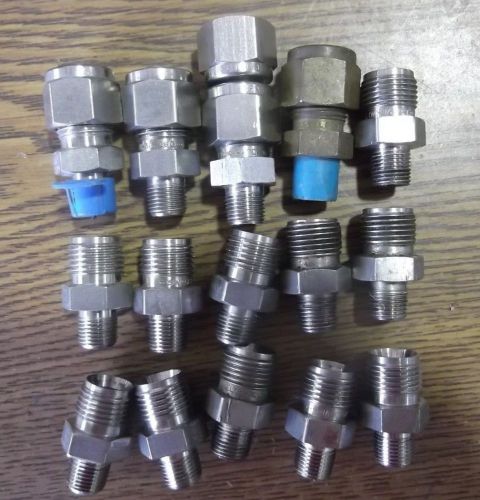 15 Swagelok, Parker, and Off Brand 3/8&#034; x 1/8&#034; male connectors 600-1-2 / 6-2 FBZ