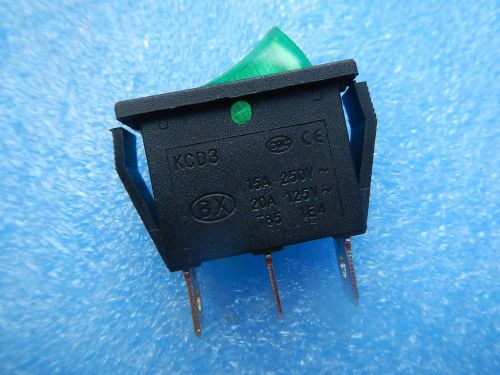 10Pcs GREEN 3 Pin SPST Red Rocker Switch AC 250V/10A 125V/20A New,KCD3G