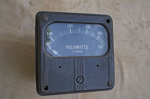 Huge Vintage Westinghouse Kilowatt Meter, 500 KW, 3-Phase, 5-1/2&#034; Square. Decor?