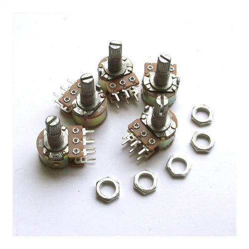 5pcs 100K ohn B100K Dual Potentiometer Pots 15mm Split Shaft 6pin