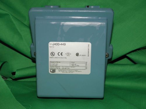 United Electric Controls Pressure Control Type J400 Model 449 Proof 225 PSI New