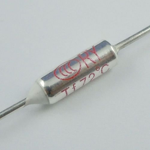 5 Pcs RY Microtemp Thermal Fuse Axial Type TF Cutoff 72°C 10A 250V