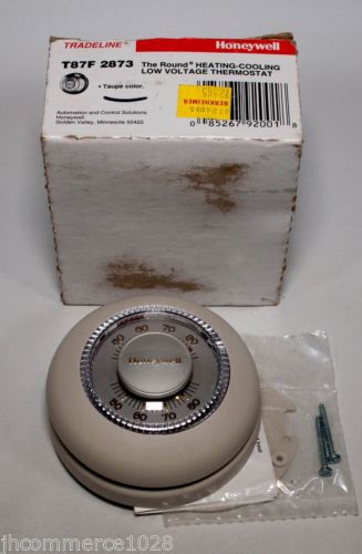 Honeywell T87F 2873 Heat Cool Round Thermostat Taupe SPDT 40-90 F