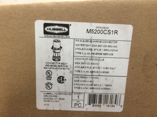 Hubbell M5200CS1R Marine Connector. New In Box