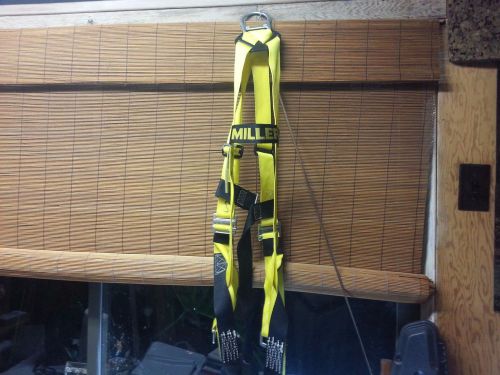Used Miller Safety Climbing Harness W/Laynard/Rebbar Bungee Hook Clamps -Large