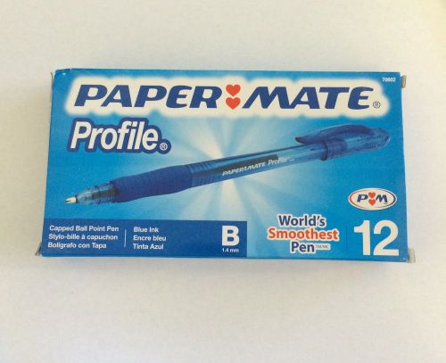 PAPERMATE PROFILE 70602- CAPPED BLUE BOLD BALL POINT PEN- 1 DOZEN