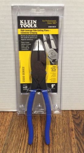 Klein D2000-9NECR 9&#034; High-Leverage Side-Cutting Pliers - Connector Crimping NEW