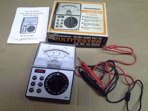 Vintage Micronta Ohms/Volt Multitester Tandy Radio shack Complete 22-202B MINT