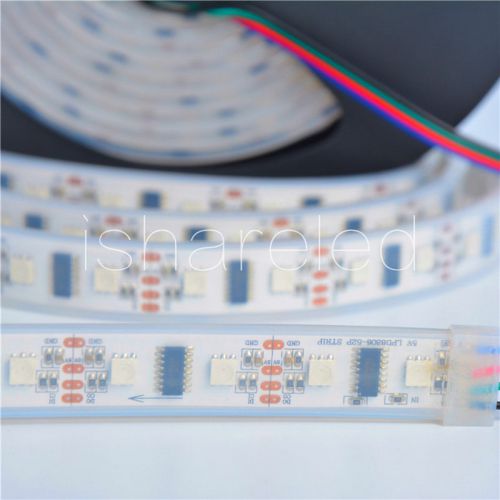 5M LPD8806 52LED/m 26IC Pixels 5050 RGB IP67 Full color LED Strip Light 5V WHITE