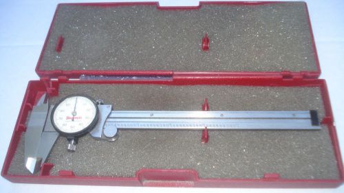 STARRETT 6 INCH DIAL CALIPER .001 IN GRADS W/ PLASTIC CASE THAT IS BROKEN