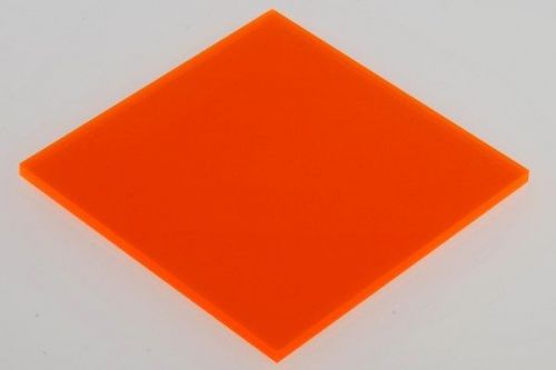 ORANGE FLUORESCENT ACRYLIC PLEXIGLASS 1/8&#034; X 8&#034; X12&#034; PLASTIC SHEET