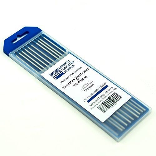 Midwest tungsten service tig welding tungsten electrodes 2% lanthanated 3/32&#034; x for sale