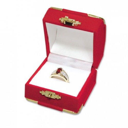 12 Red Velvet Treasure Chest Ring Jewelry display Gift Boxes