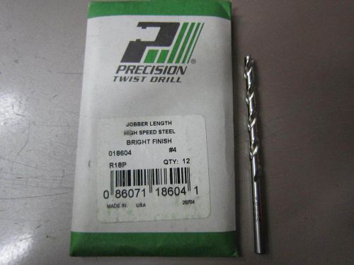 Lot of 12 Precision Twist Drills #4 .2090 HSS Jobber Bright 018604 R18P #1221