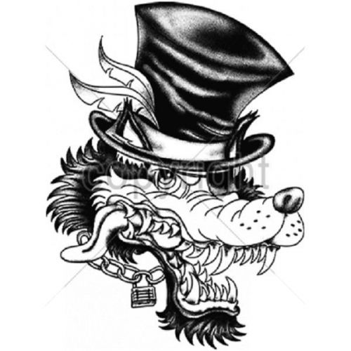 Tophat Wolf Smile Cartoon HEAT PRESS TRANSFER for T Shirt Sweatshirt Fabric 059c