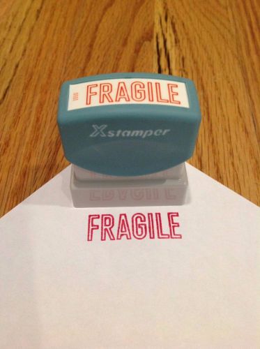 Xstamper { FRAGILE } Pre-Inked Self-Inking Red Ink Rubber Stamp (1010) NOS