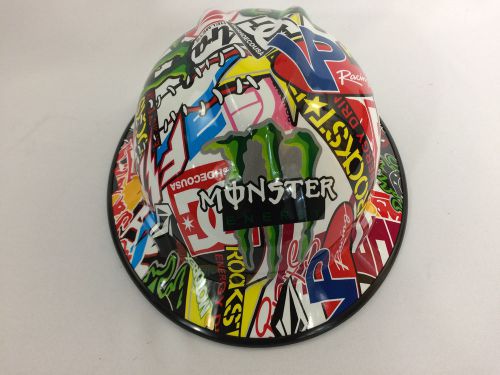 Msa v-gard hard hat w/fas-trac moster energy, dc hydrographic print osha/csa for sale