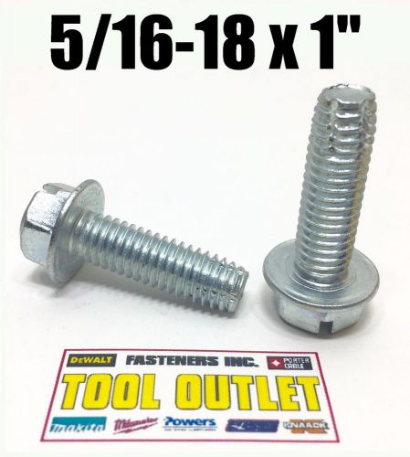 (Qty 25) 5/16-18 x 1&#034; Slotted Hex Bolt Thread Cutting Screw Zinc Plated Type F