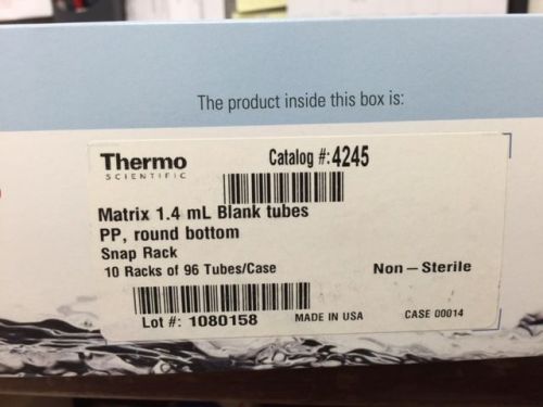 Thermo Matrix 1.4ml Blank Tubes PP, Round Bottom Snap Rack Cat# 4245