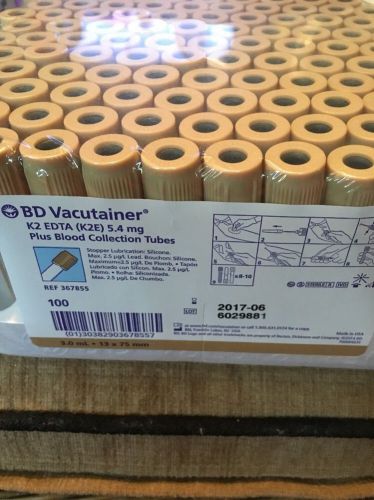 BD K2 EDTA 5.4mg Blood Collection Tubes - 100 Ref 367855