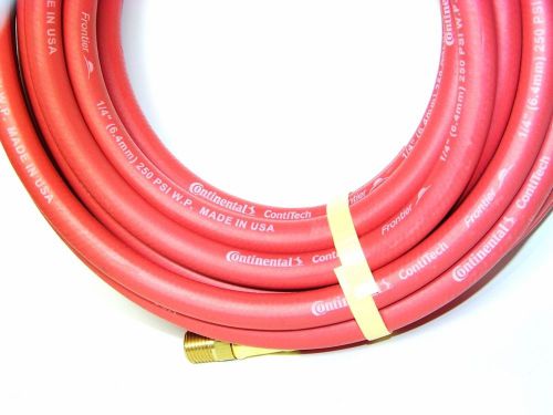 25 FT 1/4&#034; ID CONTINENTAL RED RUBBER  AIR HOSE 1/4&#034; NPT USA