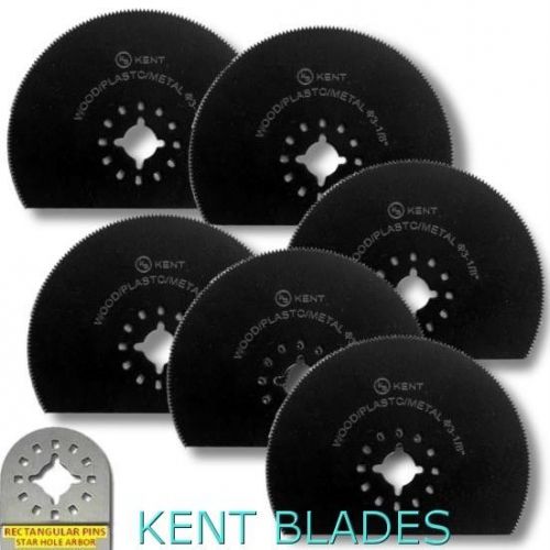 KENT 6pcs 3&#034; Half Round Oscillating Multi-Tools Saw Blades, Arbor Hole Type: STR