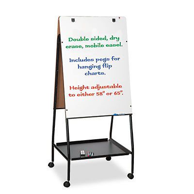 Wheasel Easel Adjustable Melamine Dry Erase Board, 28 3/4 x 59 1/2, White