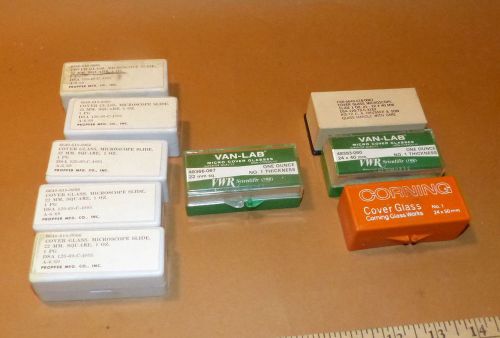 9 boxes Vintage Military Issue Blank Microscope Slides, Ass&#039;t Sizes  NOS