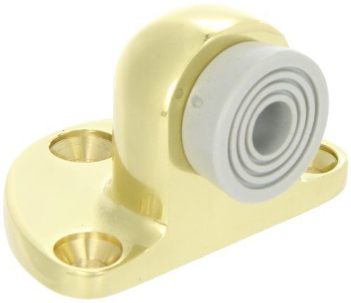 Rockwood 480.3 Brass Door Stop, #12 x 1-1/4&#034; FH WS Fastener with Plastic Anchor,