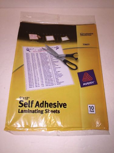 Avery Self-Adhesive Laminating Sheets, 9&#034; x 12&#034;, Pack of 10 (73603) , New