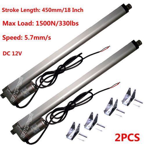 2 Linear Actuators 18&#034; 12V 330lbs Max Lift Electric DC Motors for Auto Furniture