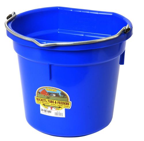 BLUE 5 GALLON (20 QT) PROFESSIONAL FARM GRADE FLAT BACK BUCKET PAIL HORSE CATTLE